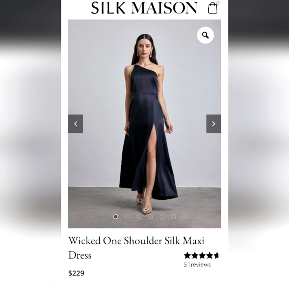 One-Shoulder Navy Satin Evening Gown - Picture 10 of 10